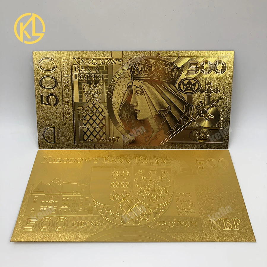 Горячие 10 xunised 1994 издание польская валюта спроектированная цветная 24 K позолоченная банкнота 500 PLN для банка сувенирный подарок