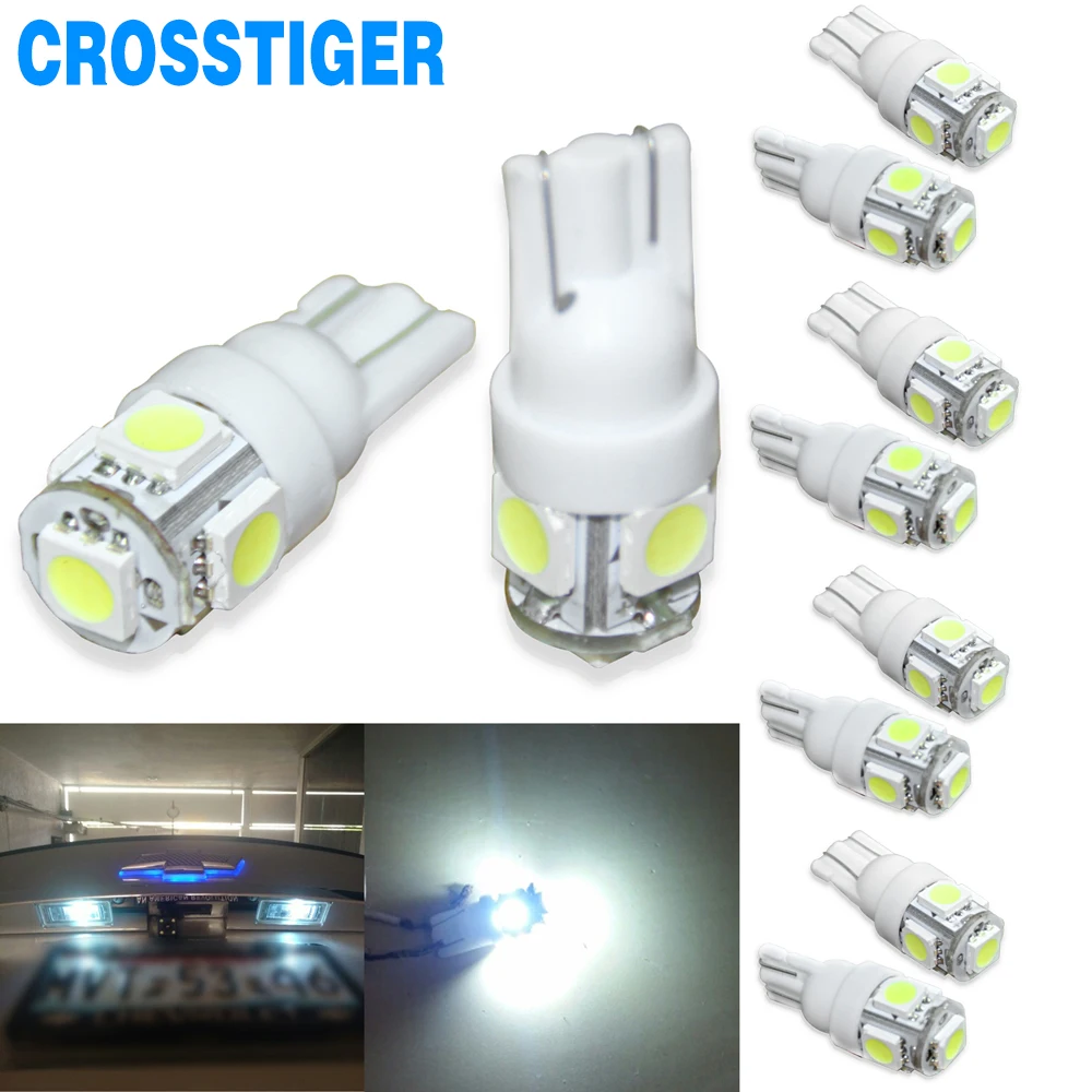 

Сигнальная лампа T10 SMD5 LED W5W, супер яркая светодиодная клиновая лампа для чтения в салоне автомобиля, освещение для номерного знака