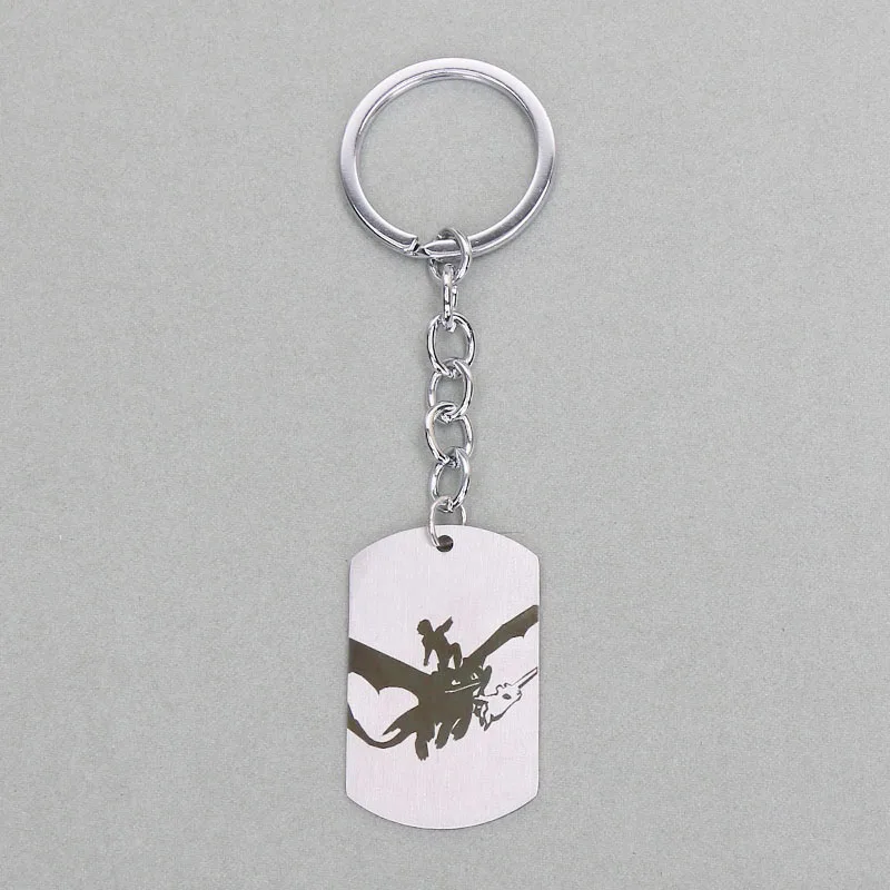 round white key Беззубик ожерелье Как приручить дракона 3 игрушки скрытый мир из нержавеющей стали белый светильник Ночная фурия брелок кулон Silv - Цвет: round white key