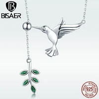 925 sterling silver migratory hummingbirds birds greetings green leaves pendant necklaces for women sterling silver jewelry