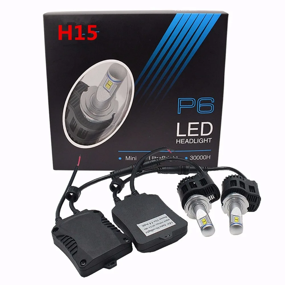 2 шт. H15 автомобиля PHILIPSMZ светодиодный фар DRL LED комплект лампы высокого низкого