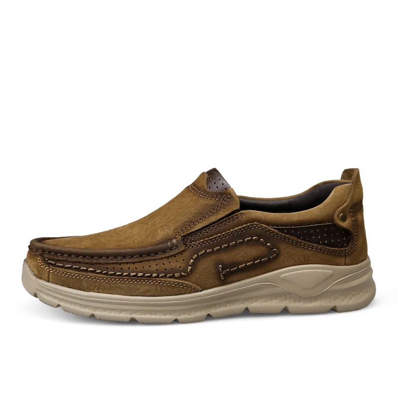 Full Grain Leather Shoes Men Flats Cow Casual Male Outdoor Walking shoes Top Quality Handmade Moccasins | Обувь
