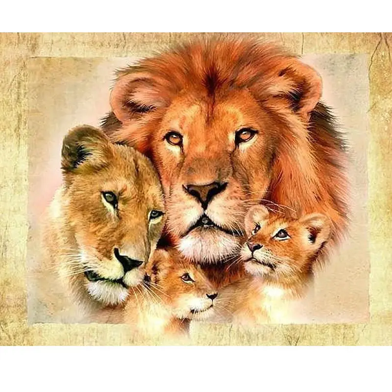 GLymg Лев семейная Алмазная картина вышивка крестиком стразы алмазная украшение
