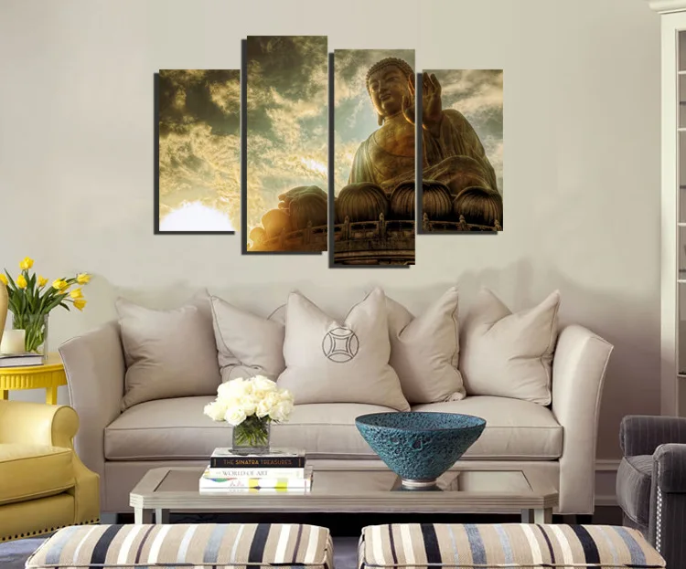 

FOUR PC NO FRAME gautama buddha Oil Painting Printed Oil Painting On Canvas Oil Painting for Home Decor Wall Decor