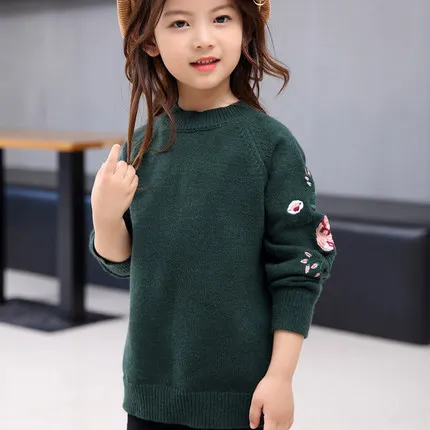 2018 Весна-осень модная одежда для девочек цветочный вязаные свитера малыш