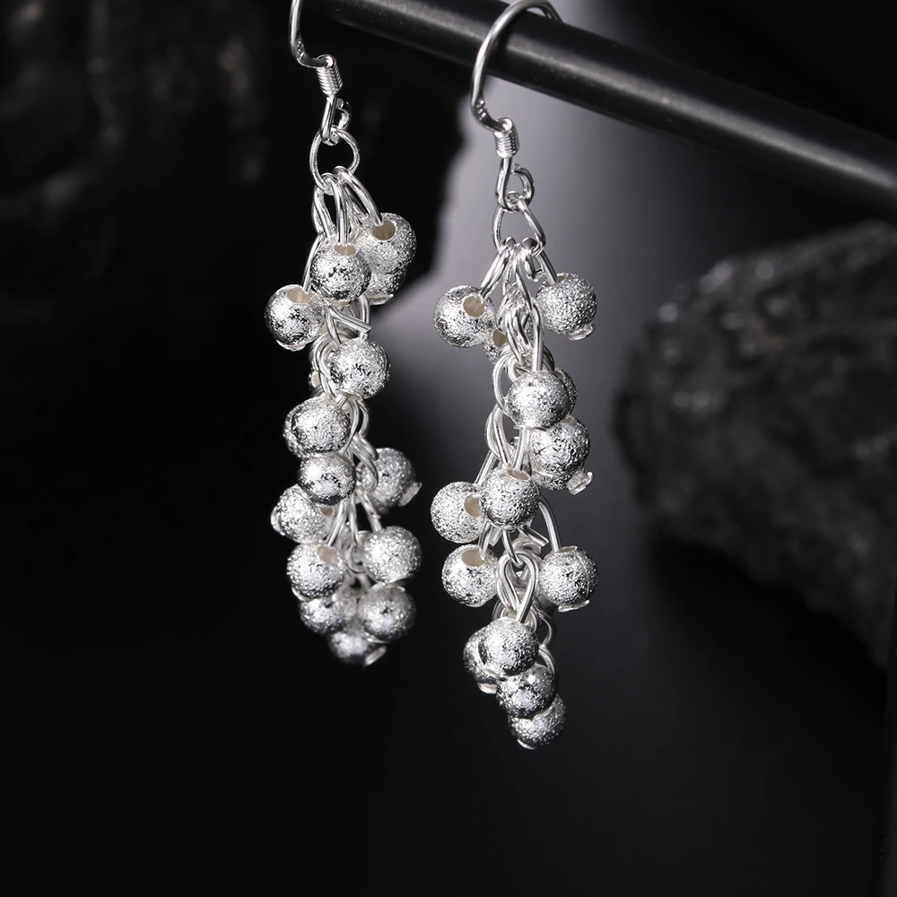 Pure Silver 925 Earrings For Women Little Beads Ball Dangler Earing Brincos Femme Wedding Bridal Jewelry Accesories Pendientes | Украшения