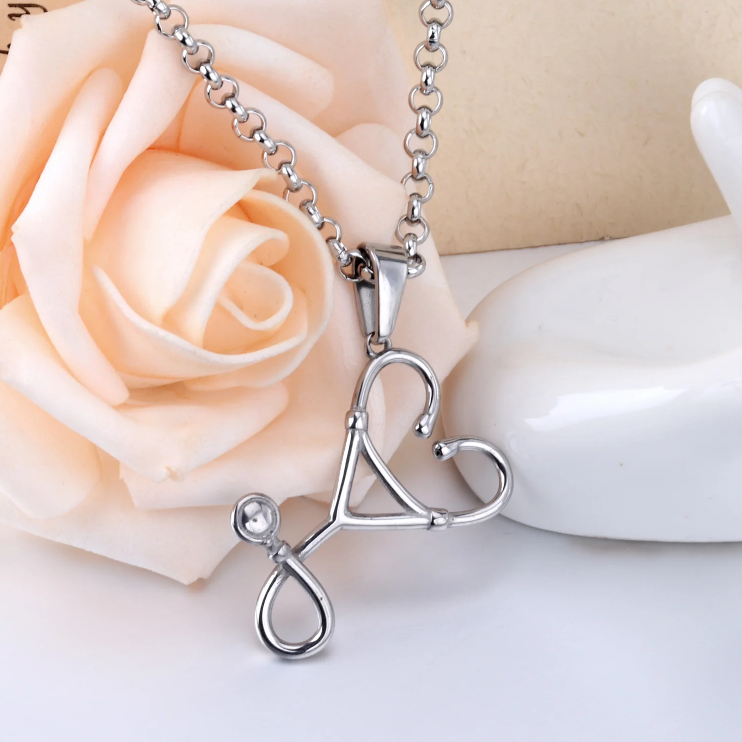 Подвеска тостескоп из нержавеющей стали в форме сердца|pendant necklace|stethoscope pendantchristmas