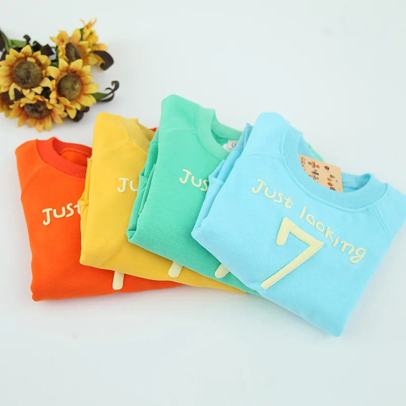 Модные детские свитшоты для девочек Осенняя однотонная Милая Детская толстовка