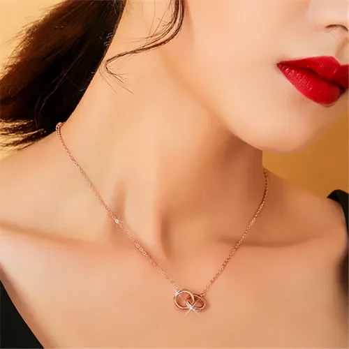 Женская цепочка в виде ключицы Double Fair круглая с двойным кольцом AAA + CZ подарок на