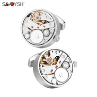 savoyshi mechanical watch movement cufflinks for mens shirt cuff functional watch mechanism cuff links designer brand jewelry