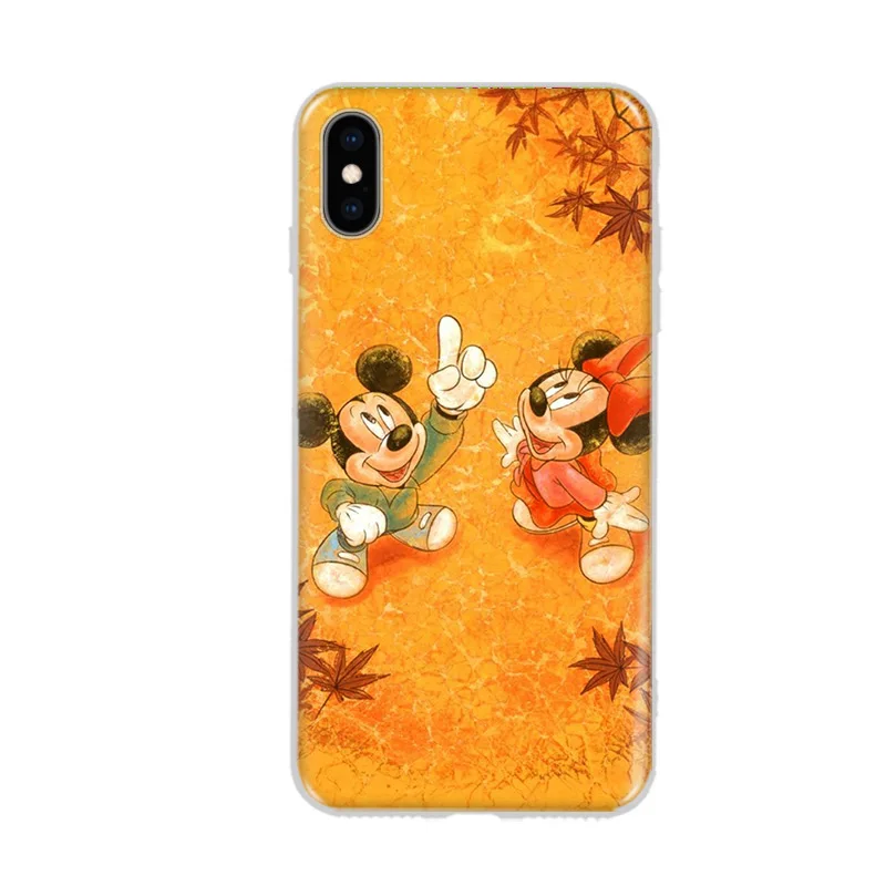 Чехол с принтом Микки и Минни для iPhone 7 8 Plus XS MAX XR милый мягкий чехол X 6 6S 5 5S SE Coque Fundas