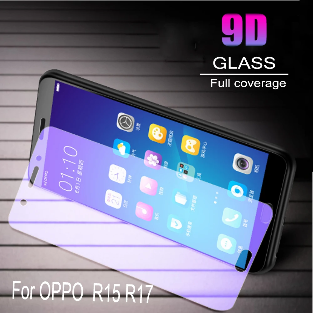 

Glass Protective Film 9D Full Cover Tempered Glass For OPPO R15 R17 Screen Protector Anti Blue Ray Glass film