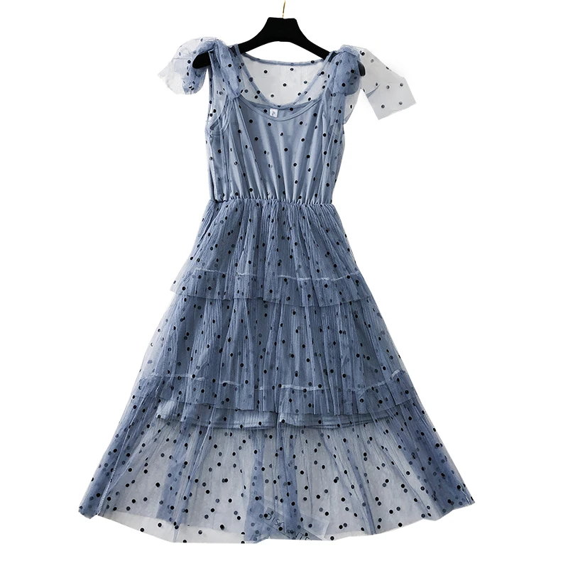 Платье женское кружевное с V-образным вырезом повседневный эластичный