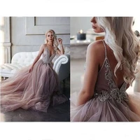 high quality long evening party dresses sexy spaghetti strap a line beaded lace appliques prom formal gown special occasion gown
