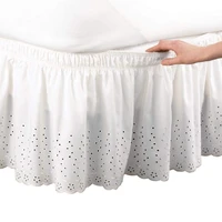 38cm high for wedding home hotel queen size white beige embroidered bed shirts without surface elastic band bed skirt bed apron