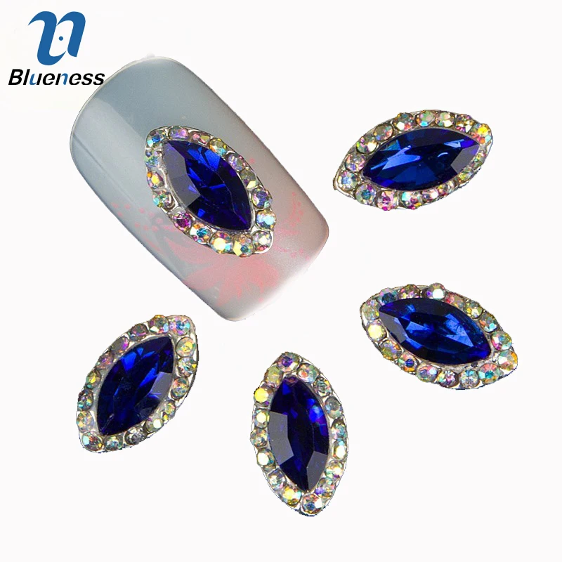 Blueness 10 шт. 3D Блестящие Стразы для ногтей, художественные талисманы, клеи для маникюра, украшения, синий драгоценный камень, дизайн, стразы, шпильки TN273