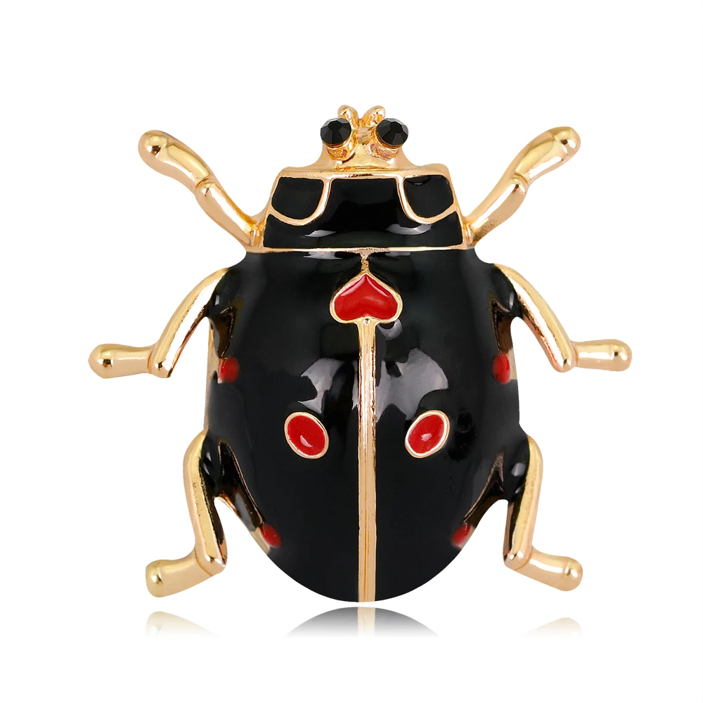 Vintage Rhinestone Ladybug Animal Brooch For Women Red/Black Enamel Insect Scarf Metal Badge Party Jewelry | Украшения и