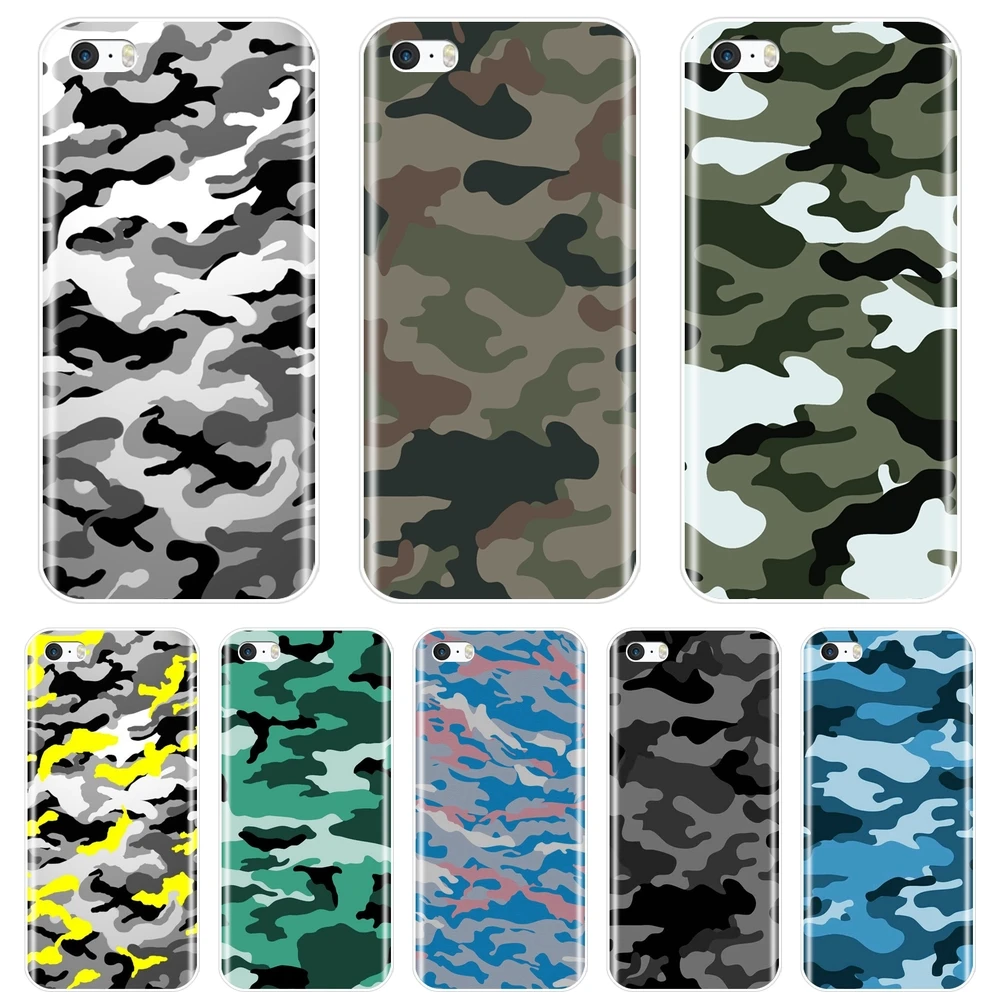 Задняя крышка для iPhone 5 S 5C 5S SE силиконовый мягкий Камуфляж Военный камуфляж