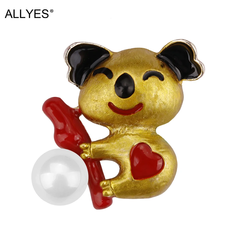 Женская эмалированная брошь ALLYES большая красного и золотого цвета с животным