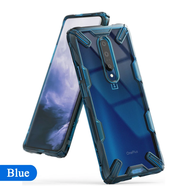 Чехол Ringke Fusion X для Oneplus 7 Pro, двойной слой, прозрачная задняя крышка из поликарбоната, мягкая рамка из ТПУ, гибридная сверхмощная защита от падения - Цвет: Blue