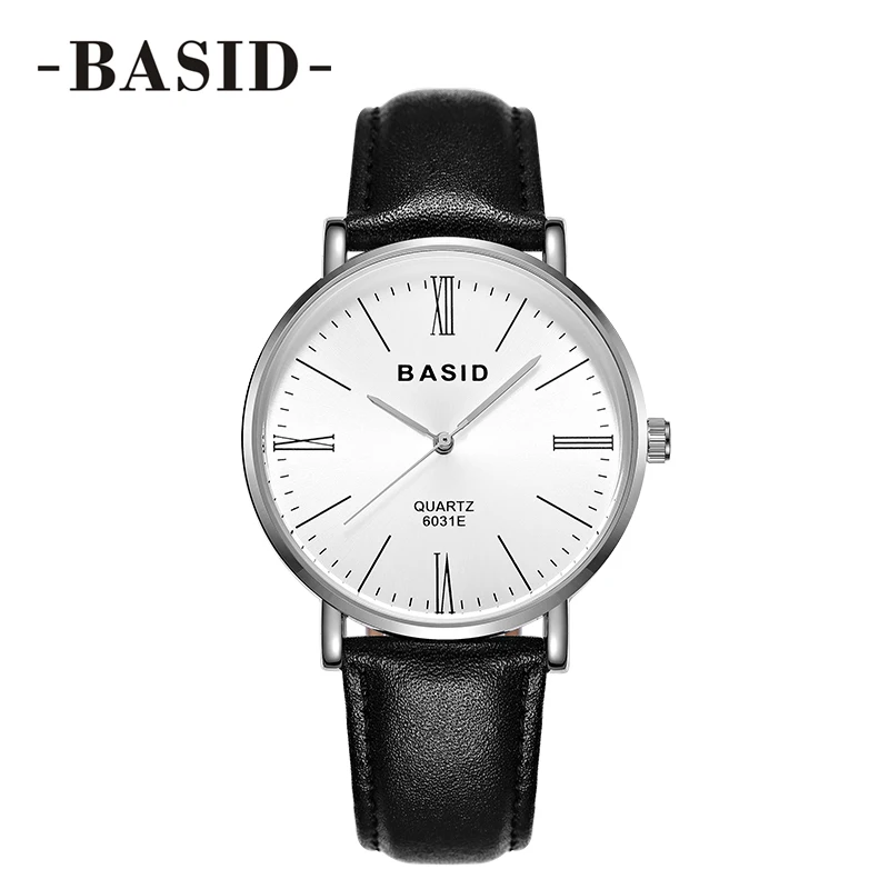 

BASID Brand Quartz Lady Watch Waterproof Women's Watches Genuine Leather Luxury Gift Lover Couple Wristwatches relogio feminino