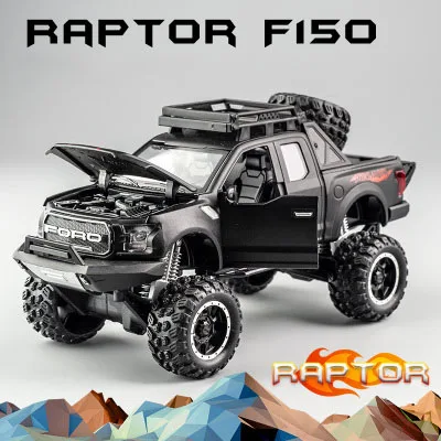 Big wheel Black KIDAMI 1:32 Ford Raptor F150 Big Wheel MINIAUTO литая под давлением Модель автомобиля игрушки для детских подарков машинки - Цвет: Big wheel Black