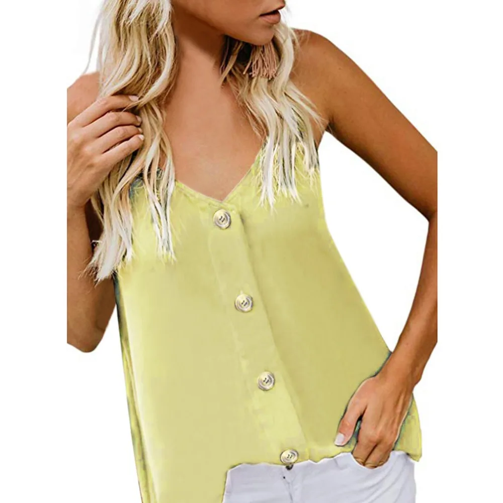 2019 женские блузки рубашка сексуальное однотонное платье без рукавов с v образным