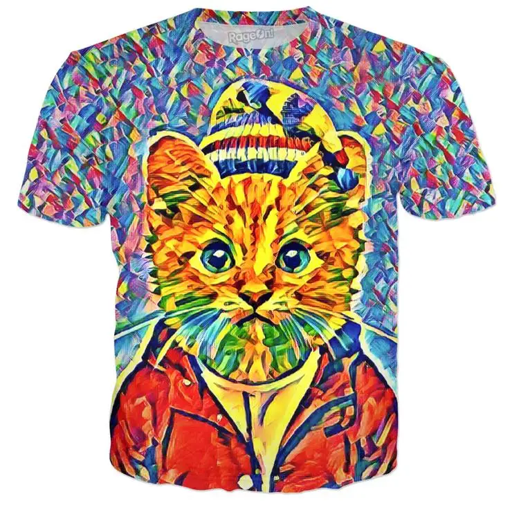 Vibing Cat Hip Hop Harajuku T Shirt Graphic Tee Fashion Casual Tops Space Galaxy Comfortable Top Tees | Мужская одежда