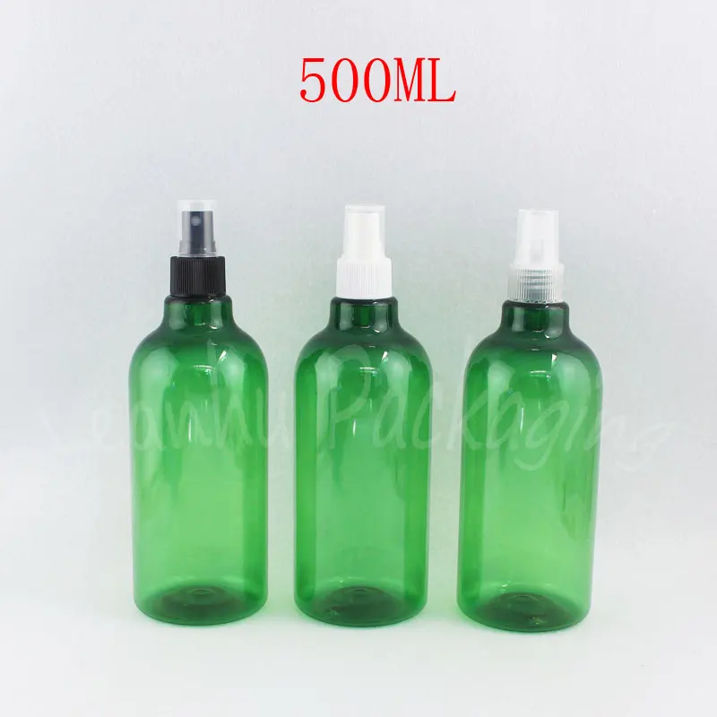 

500ML Green Plastic Bottle With Spray Pump , 500CC Makeup Sub-bottling , Perfume / Toner Packaging Bottle ( 14 PC/Lot )