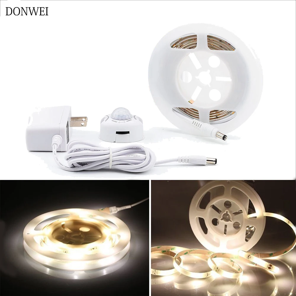 

DONWEI 2M Light Strip LED Night IR Motion Sensing Turn ON OFF waterproof SMD2835 SMD led Strip String Light for Bedroom Hallway