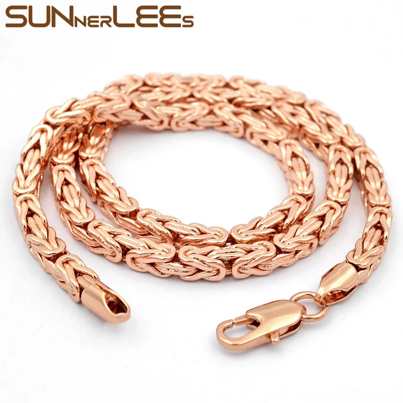 SUNNERLEES модные ювелирные изделия цвета розового золота ожерелье браслет набор 5 мм
