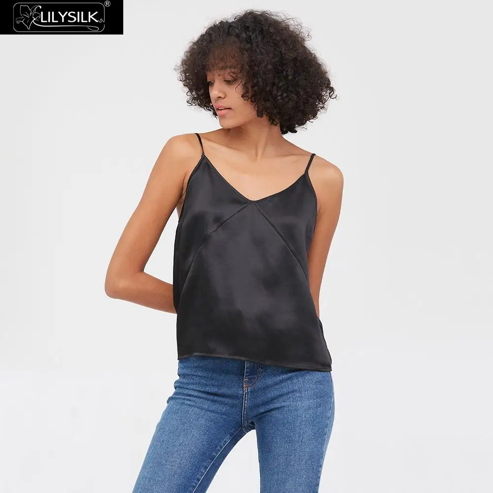 Black LilySilk Шелковый Топ женский любой день Новинка - Цвет: Black