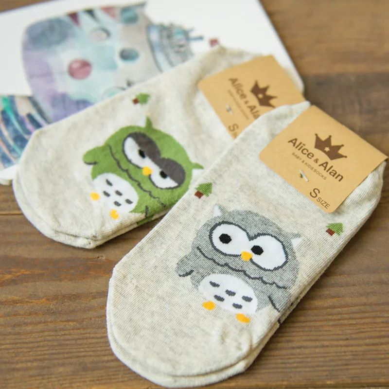 Летние хлопковые носки для женщин и девочек милые мультяшная сова 1 пара/лот