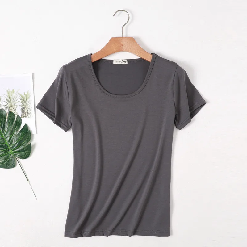 2019 Summer New Women's Modal Short-sleeved T-shirt Female O-neck Loose Tshirt Solid Color Tops Plus Size Tee Shirt | Женские