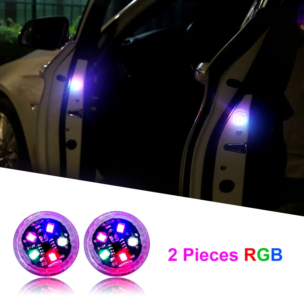 RGB - 2 pieces Беспроводной Автомобильный держатель для открывания дверей Предупреждение светильник светодиодный стробоскоп проблесковый маячок анти задние стоп сигналы, Collinsion индикатор светильник s сигнальная лампа - Испускаемый цвет: RGB - 2 pieces