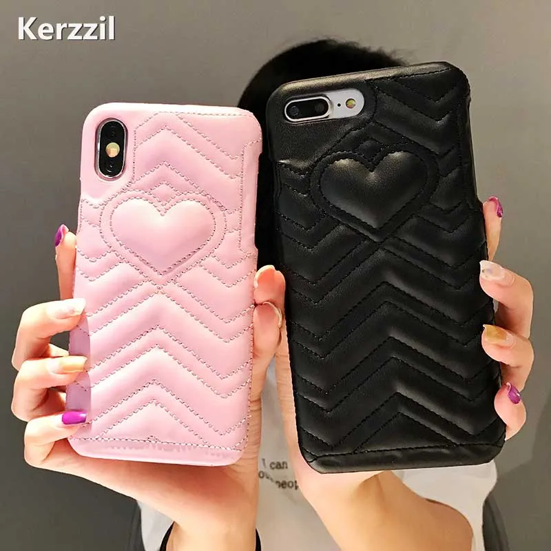 Роскошный чехол Kerzzil с сердечком для iPhone 7 6 6s 8 Plus X геометрический Твердый из