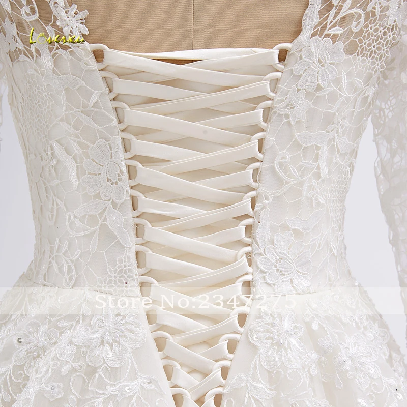 

Loverxu Vestido De Noiva Long Sleeve Lace Wedding Dresses 2019 Scoop Neck Appliques Beaded A Line Vintage Bridal Gown Plus Size