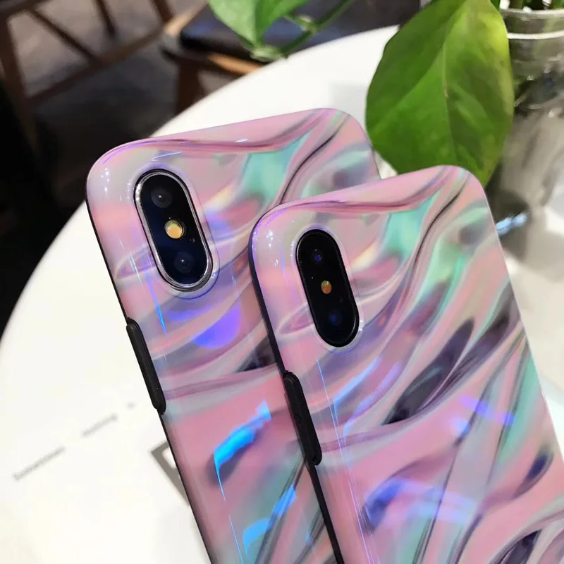 Красивые фиолетовые волнистые линии мягкая фотография для iphone8plus 7 7plus X Blue Ray