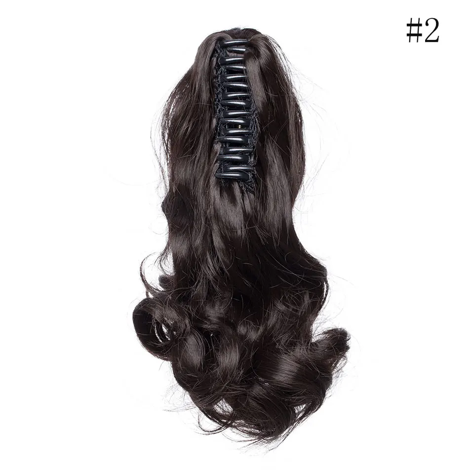 dark brown SNOILITE 12-26 дюймов Волнистые конский хвост наращивание волос коготь клип в конский хвост синтетический зажим в конский хвост шиньоны для женщин - Цвет: dark brown