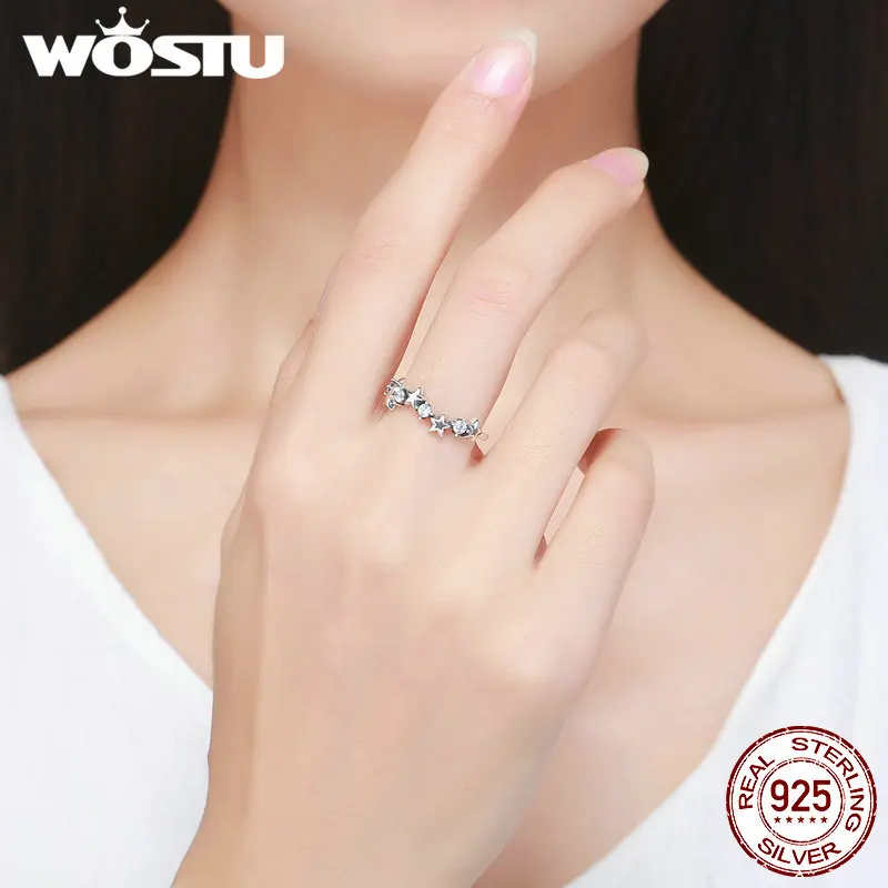 WOSTU 2019 Новый Настоящее серебро 925 проба прозрачными камнями кольца Неделька для