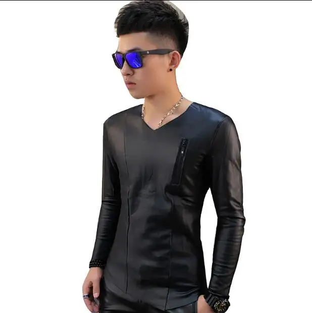 S ~ 5XL! Новая мужская модная бархатная Утепленная зимняя футболка с длинным