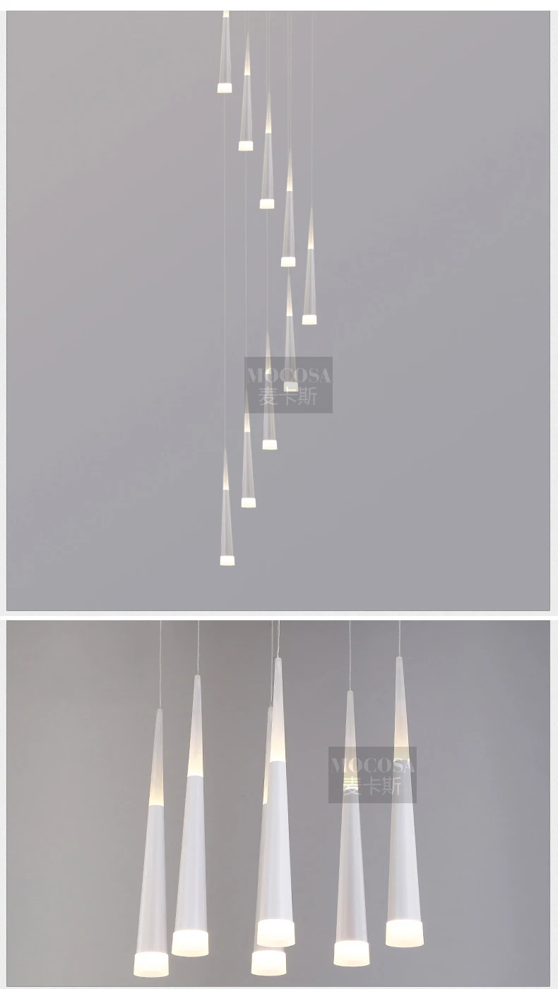 Art decor 1.5 3.8M long Led Cone подвесные светильники для лестницы повышенной высоты Студия