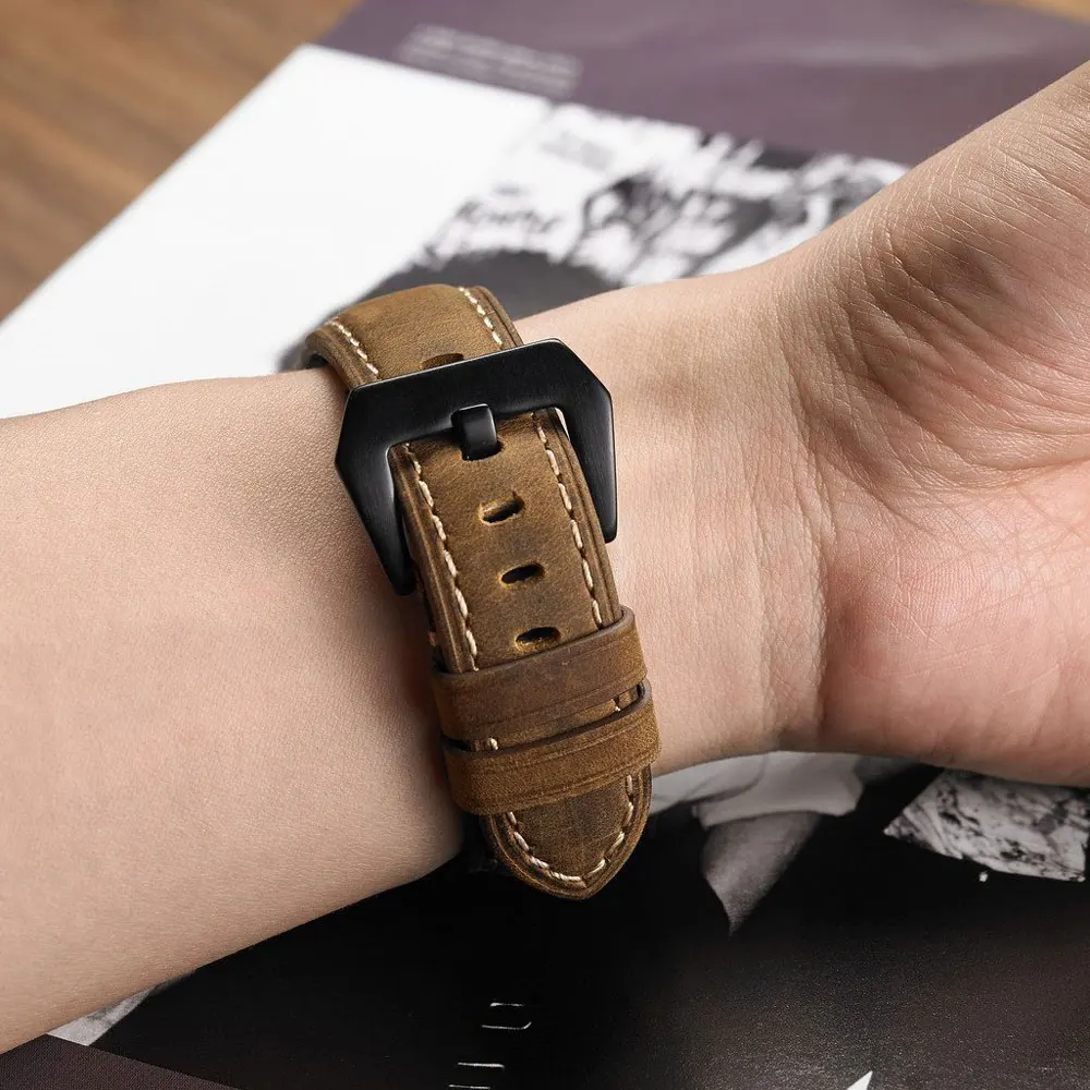 Ремешок из натуральной кожи для Samsung Galaxy 42 46 мм Gear s3 Amazfit Bip быстросъемный браслет с