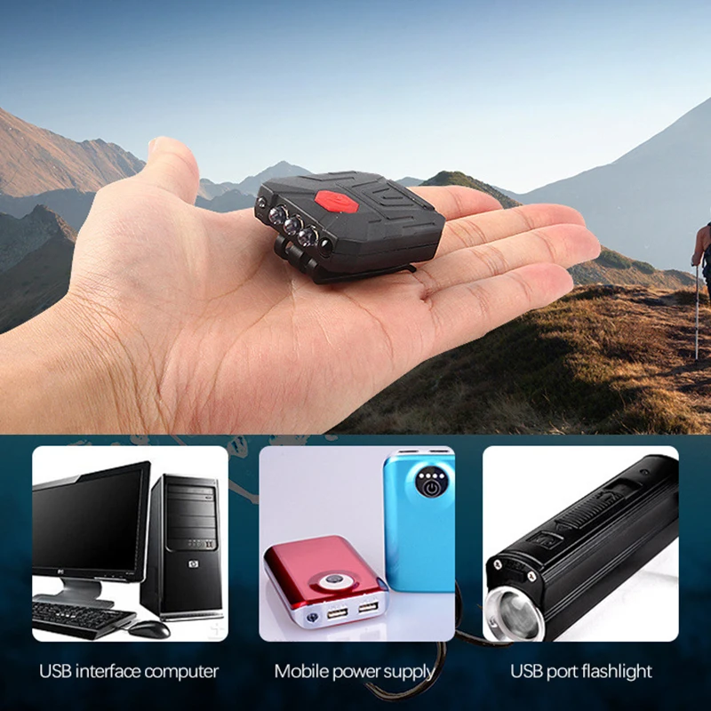 USB перезаряжаемая СВЕТОДИОДНАЯ головная лампа с инфракрасным датчиком, Зажимная лампа, головной светильник для охоты, рыбалки и активного отдыха