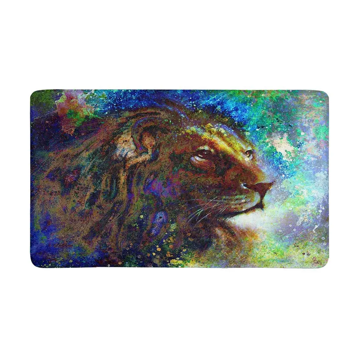 Красочные абстрактные Львиное лицо профиль портрет Противоскользящий дверной