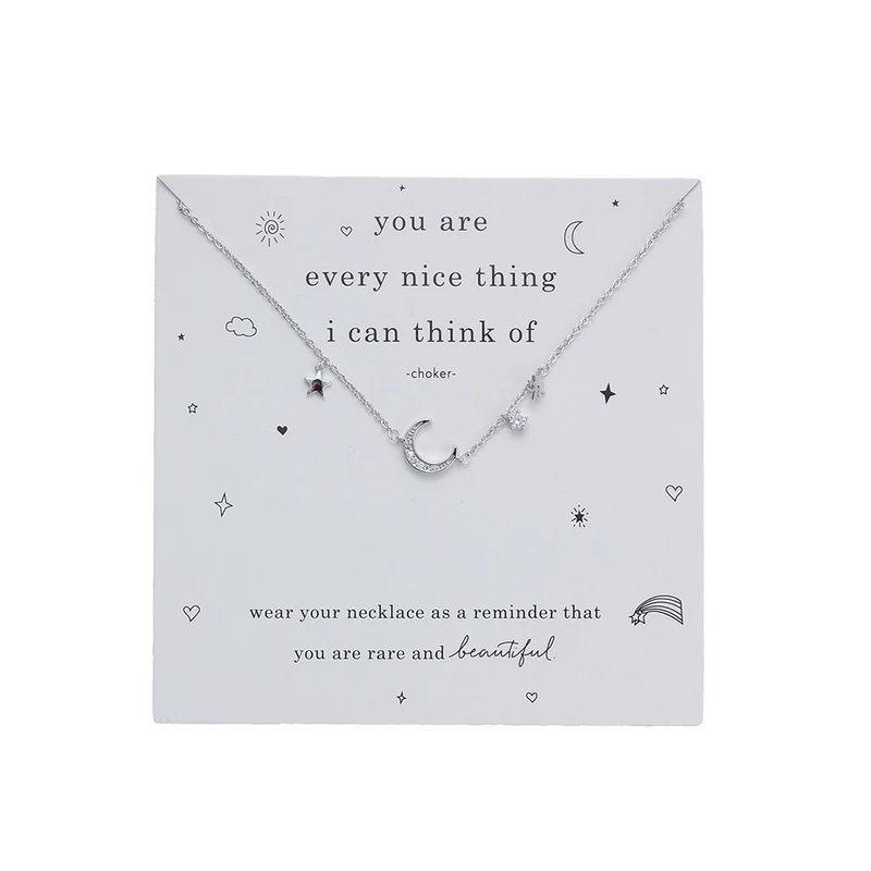 Серебряный браслет со звездочками Wish Card с Луной символом вечного любовника