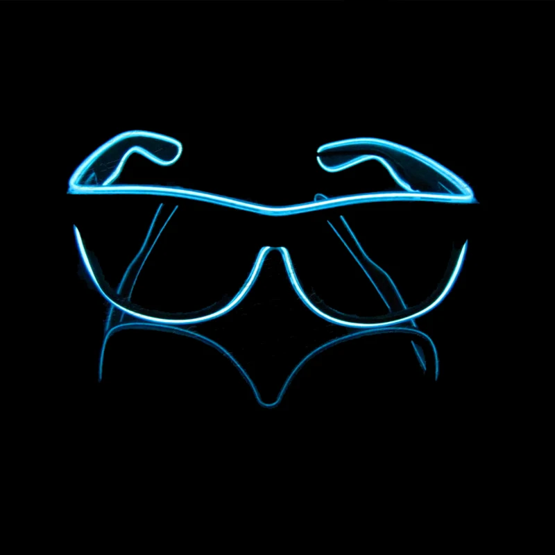Sky Blue LED Glowing Glasses Flashing Glass EL Wires Novelty Party Decorative Club Lighting Cosplay Masks Gift Bright Light Sunglasses - Цвет: Sky Blue