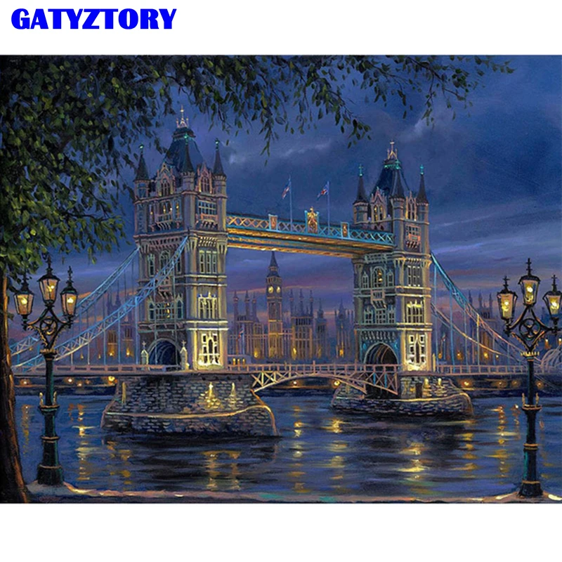 

Frameless London Bridge Landscape DIY Painting By Numbers Wall Art Picture Hand Painted For Home Decoration 40x50cm Artwork