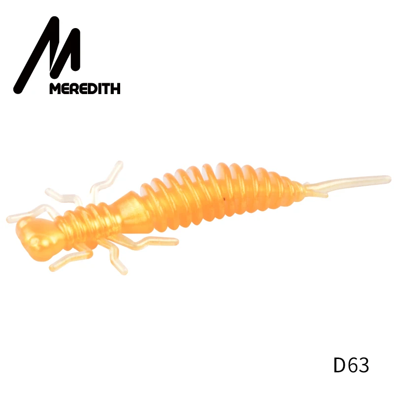 D63 От магазина MEREDITH 8 шт./лот личинка реалистичный живых насекомых 1,7g 62 мм с наружной резьбой Мягкие Приманки форель червь приманки, мягкие приманки для рыболовных снастей - Цвет: D63