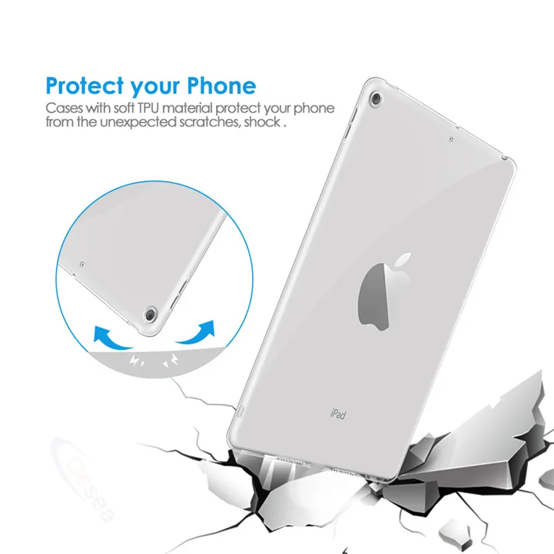 Чехол Qosea для Apple iPad Mini 5 7 9 прозрачный тонкий силиконовый Ультратонкий Мягкий
